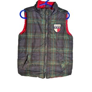 Kids Tommy Hilfiger‎ Plaid Puffer Vest Red Lined Size 3T
